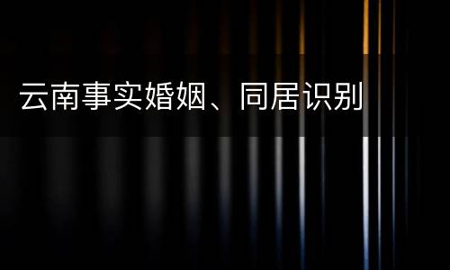云南事实婚姻、同居识别
