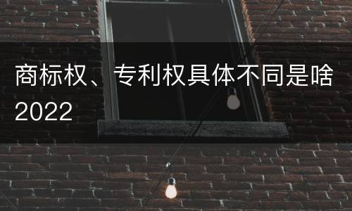 商标权、专利权具体不同是啥2022