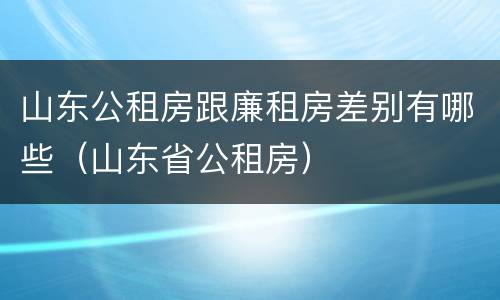 山东公租房跟廉租房差别有哪些（山东省公租房）