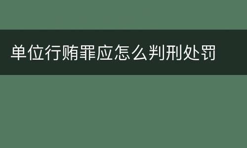 单位行贿罪应怎么判刑处罚