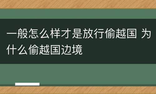 一般怎么样才是放行偷越国 为什么偷越国边境
