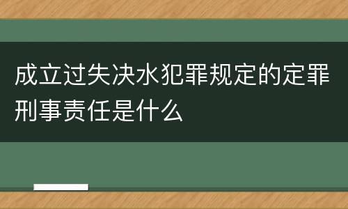 成立过失决水犯罪规定的定罪刑事责任是什么