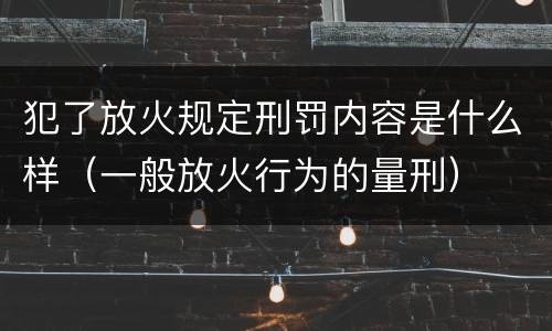 犯了放火规定刑罚内容是什么样（一般放火行为的量刑）
