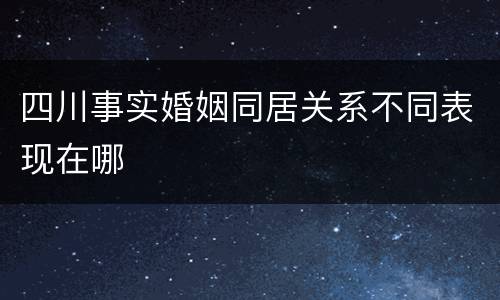 四川事实婚姻同居关系不同表现在哪