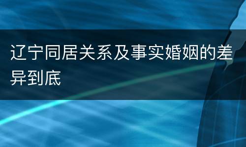 辽宁同居关系及事实婚姻的差异到底