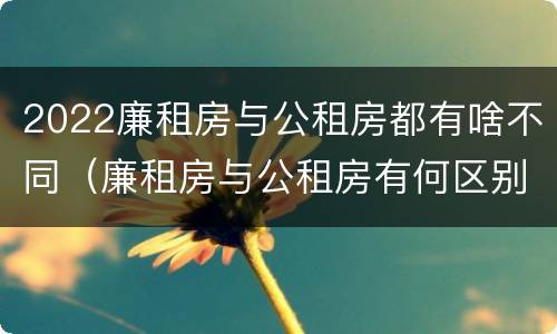 2022廉租房与公租房都有啥不同（廉租房与公租房有何区别）