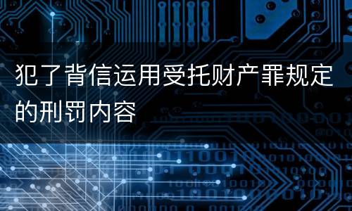 犯了背信运用受托财产罪规定的刑罚内容