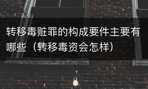 转移毒赃罪的构成要件主要有哪些（转移毒资会怎样）