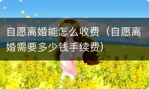自愿离婚能怎么收费(自愿离婚需要多少钱手续费)