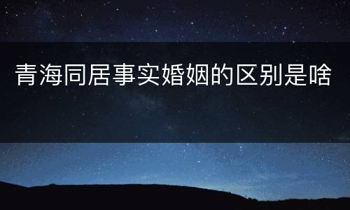 青海同居事实婚姻的区别是啥