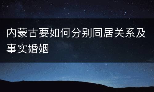 内蒙古要如何分别同居关系及事实婚姻