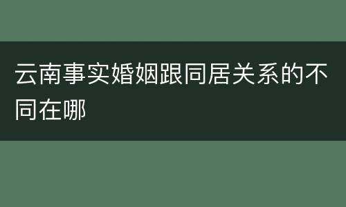 云南事实婚姻跟同居关系的不同在哪