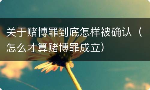 关于赌博罪到底怎样被确认（怎么才算赌博罪成立）