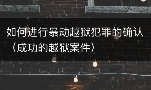 如何进行暴动越狱犯罪的确认（成功的越狱案件）