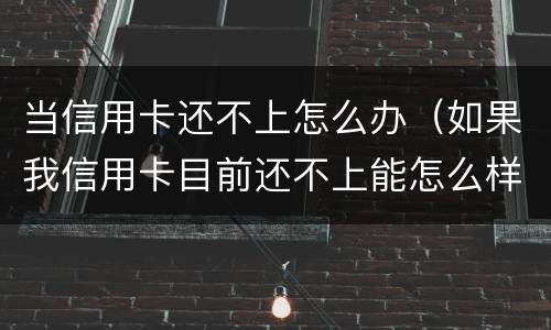当信用卡还不上怎么办（如果我信用卡目前还不上能怎么样）