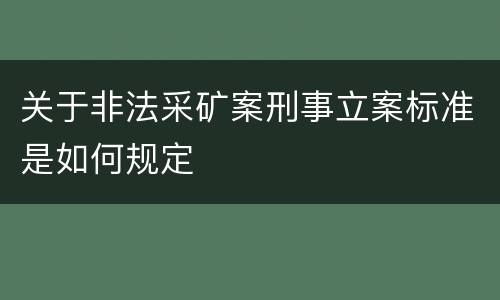 关于非法采矿案刑事立案标准是如何规定