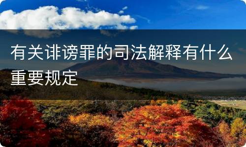 有关诽谤罪的司法解释有什么重要规定