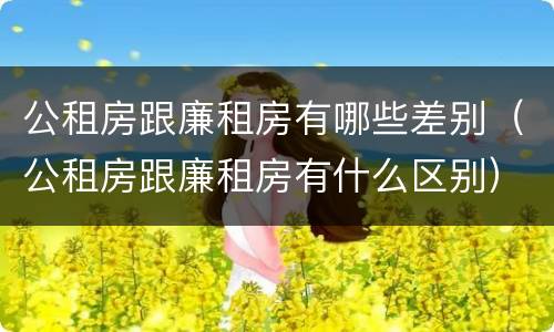 公租房跟廉租房有哪些差别（公租房跟廉租房有什么区别）