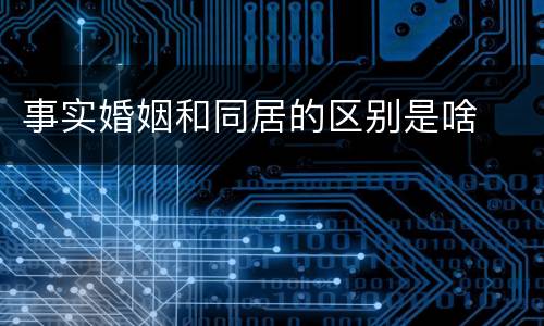 事实婚姻和同居的区别是啥