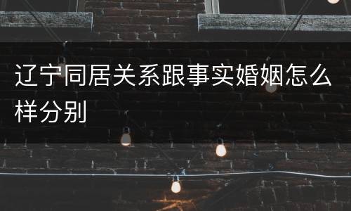 辽宁同居关系跟事实婚姻怎么样分别