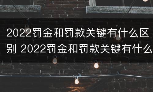 2022罚金和罚款关键有什么区别 2022罚金和罚款关键有什么区别呢