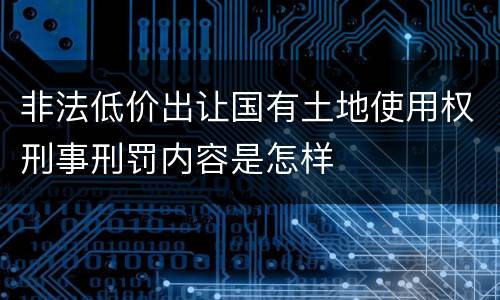 非法低价出让国有土地使用权刑事刑罚内容是怎样