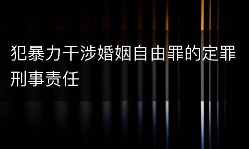 犯暴力干涉婚姻自由罪的定罪刑事责任