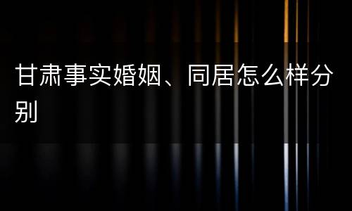 甘肃事实婚姻、同居怎么样分别