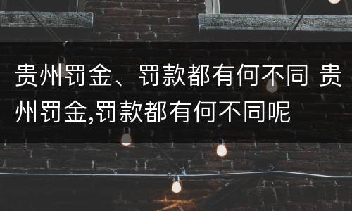 贵州罚金、罚款都有何不同 贵州罚金,罚款都有何不同呢