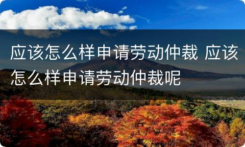 应该怎么样申请劳动仲裁 应该怎么样申请劳动仲裁呢