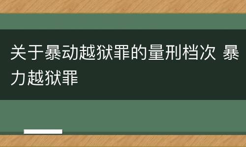 关于暴动越狱罪的量刑档次 暴力越狱罪