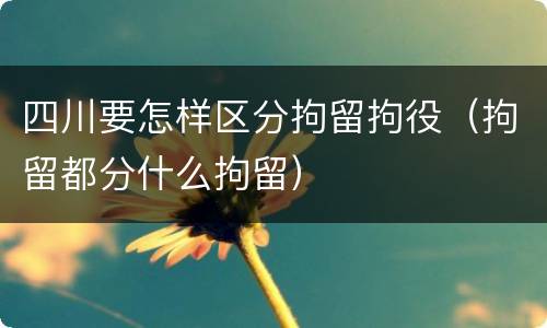 四川要怎样区分拘留拘役（拘留都分什么拘留）