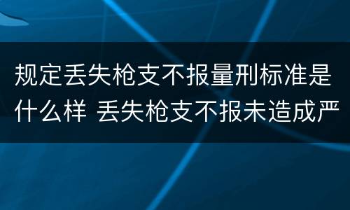规定丢失枪支不报量刑标准是什么样 丢失枪支不报未造成严重后果
