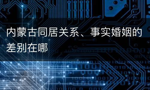 内蒙古同居关系、事实婚姻的差别在哪