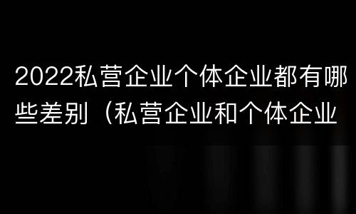 2022私营企业个体企业都有哪些差别（私营企业和个体企业的区别）