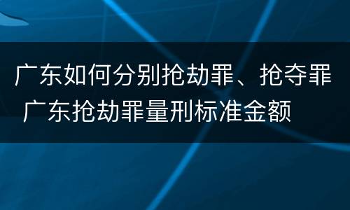 广东如何分别抢劫罪、抢夺罪 广东抢劫罪量刑标准金额