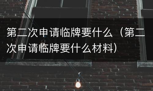 第二次申请临牌要什么（第二次申请临牌要什么材料）