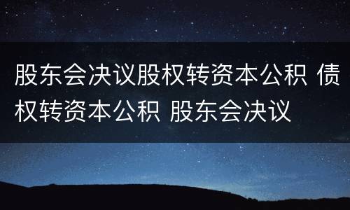 股东会决议股权转资本公积 债权转资本公积 股东会决议