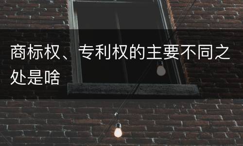 商标权、专利权的主要不同之处是啥