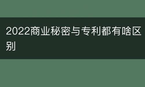 2022商业秘密与专利都有啥区别