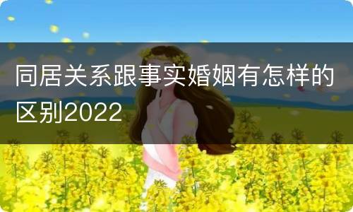 同居关系跟事实婚姻有怎样的区别2022