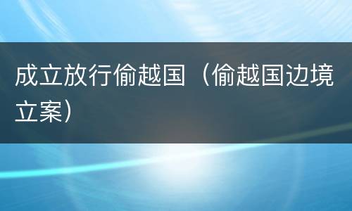 成立放行偷越国（偷越国边境立案）