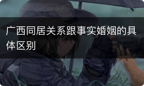 广西同居关系跟事实婚姻的具体区别