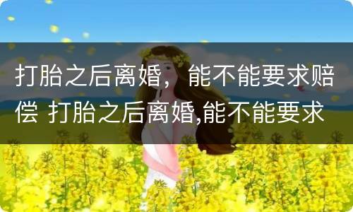 打胎之后离婚，能不能要求赔偿 打胎之后离婚,能不能要求赔偿女方