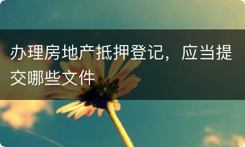 办理房地产抵押登记，应当提交哪些文件