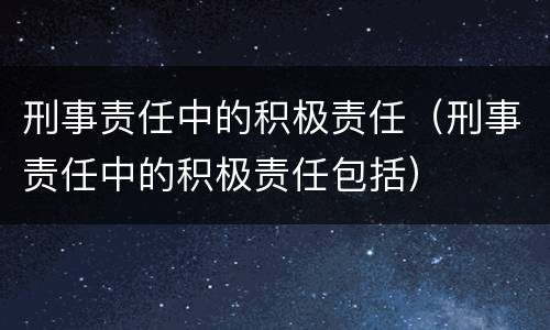 刑事责任中的积极责任（刑事责任中的积极责任包括）