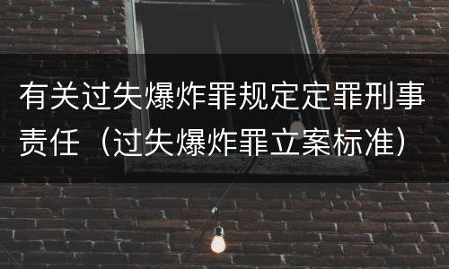 有关过失爆炸罪规定定罪刑事责任（过失爆炸罪立案标准）