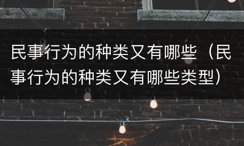 民事行为的种类又有哪些（民事行为的种类又有哪些类型）