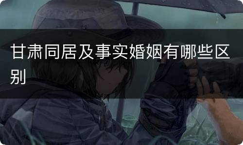 甘肃同居及事实婚姻有哪些区别