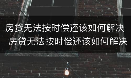 房贷无法按时偿还该如何解决 房贷无法按时偿还该如何解决呢